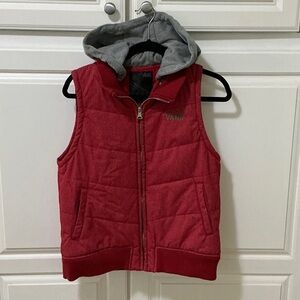Vans Red Quilted Vest with Gray Hood